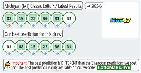 lotto 47 michigan winning numbers odds